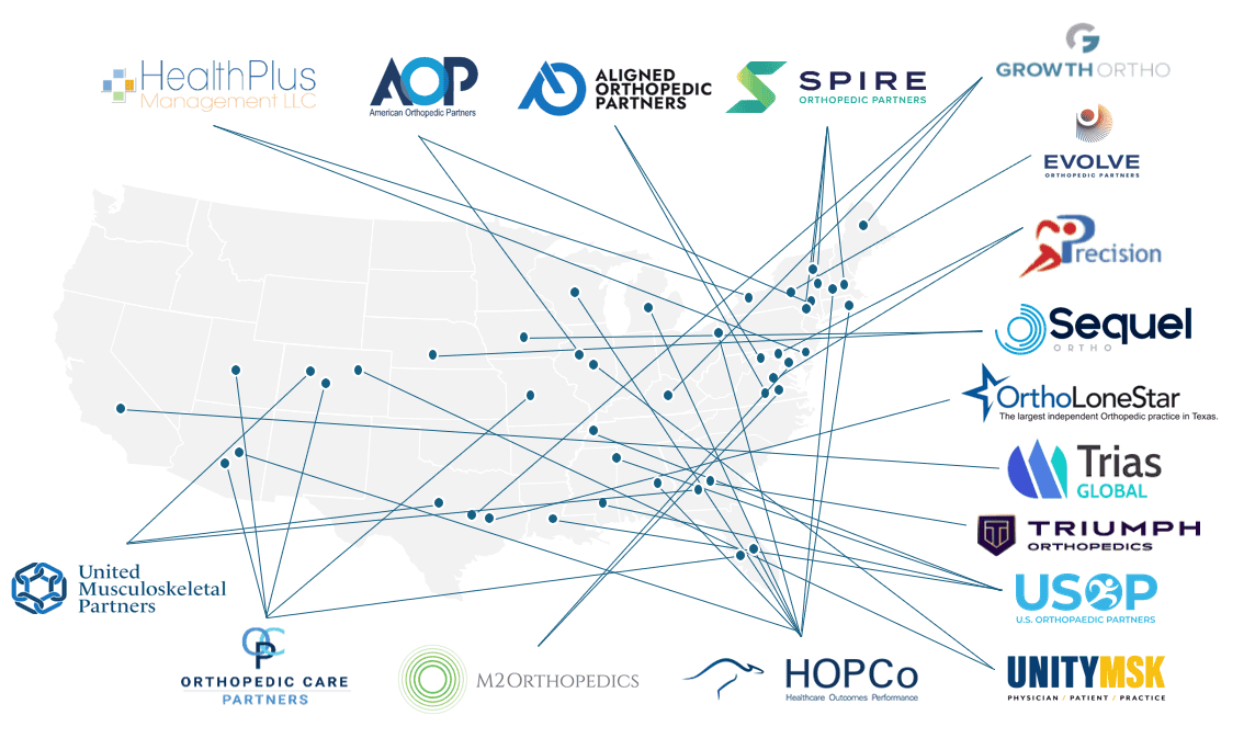 Orthopedic network map with partner logos