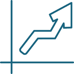 Upward trending arrow representing growth in oral surgery services.