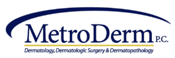 MetroDerm dermatology clinic logo for skin care and dermatological services.