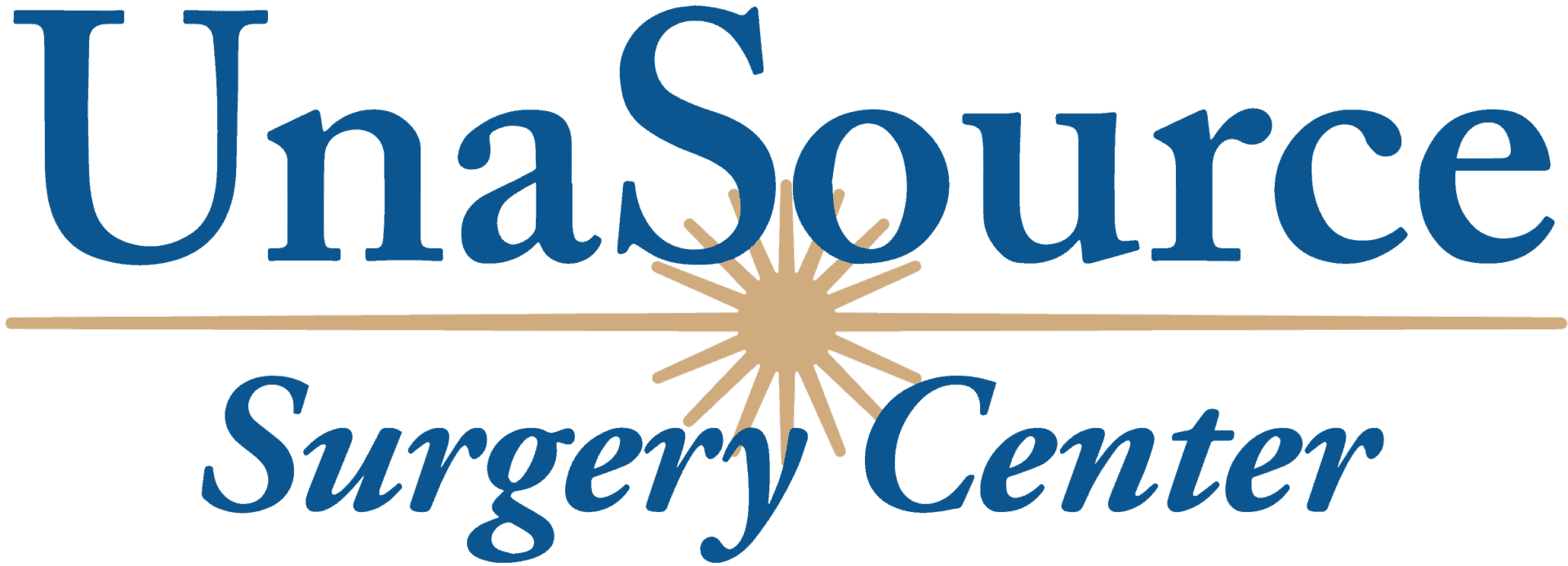 Unasource Surgery Center logo with sunburst and blue lettering