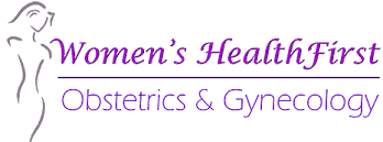 Women's HealthFirst logo, Obstetrics and Gynecology services.